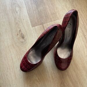 The Limited red patterned pumps